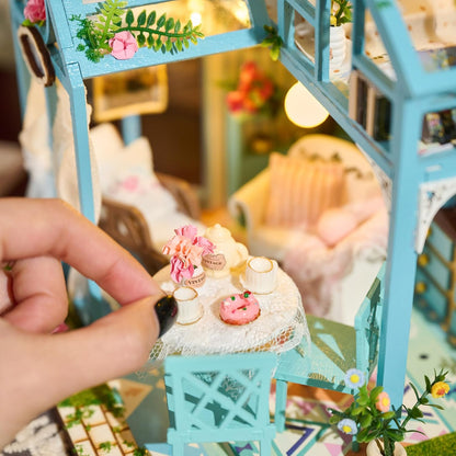 BenBen DIY Miniature House Kit, Garden Tea House Model Craft Kits for Adults, Teens, Mini House Building Kit with Furniture, Dollhouse Diorama to Build for Home Décor