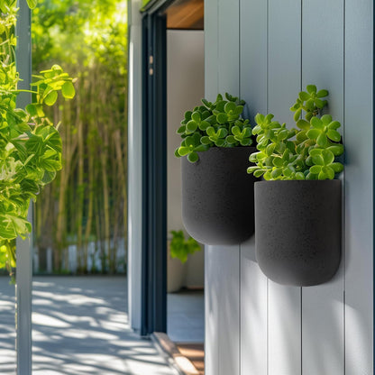 La Jolie Maison Wall Hanging Planters for Indoor Plants，Hanging Flower Pots for Air Plants Succulent, Set of 2, 5.7L*4.1W*6.5H, Concrete Gray