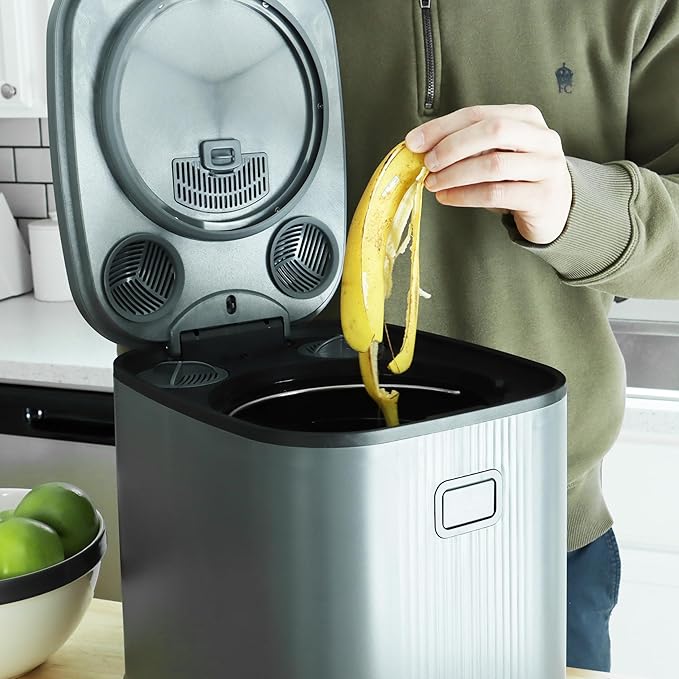 LMCM Electric Food Composter – 24-Hour Kitchen Recycler, Odorless, Meat & Dairy Safe, Quiet Low Noise, 3.5L Capacity Indoor Compost Machine, Turn Food Waste into Fertilizer, Gray