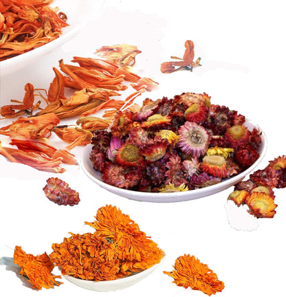 Dried Flowers- Edible Herbs Bulk of Lavender Buds, Rosebud, Jasmine, Chamomile, for Bath Bomb, Candle, Soap Making Kit