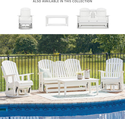 Signature Design by Ashley Hyland Wave Casual Weather Resistant HDPE Outdoor Swivel Glider Chair, White
