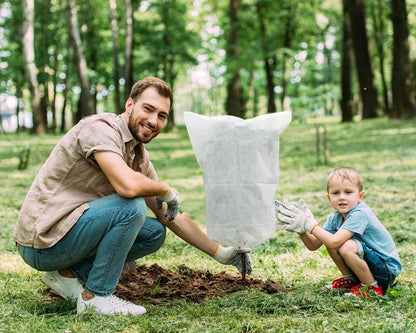 EAONE 12 Pack Plant Covers Freeze Protection, 24x32'' Winter Frosts Cloth for Outdoor Plants, Reusable Frost Blankets Drawstring Bags for Cold Freeze Sun Protection Bird Insect Prevention,White