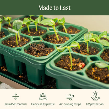 Vego garden Giga Seedling Trays - 8 Pack, 9-Cell UV-Resistant Reusable Starter Trays for Greenhouse/Garden (No Lids)