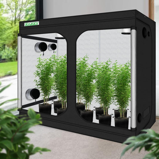 zazzy Grow Tent, 120"x60"x78" Hydroponic Mylar Grow Tent Reflective Garden Growing Dark Room with Observation Window, Removable Floor Tray and Tool Bag for Indoor Plant Growing 10x5
