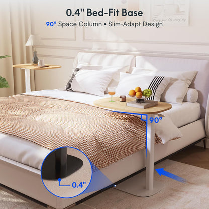 FLEXISPOT Adjustable C Table with Wheels, Mobile Snack Side End Table Sofa Couch Bedside Table Laptop Cart TV Tray Night Stand Small Space Side Table(23.6" W x 13.8" D,Maple)