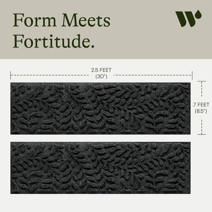 Bungalow Flooring Waterhog Stair Treads (Set of 4) – 8 1/2 x 30 Inches, Durable, Non Slip, Water-Trapping, Indoor/Outdoor Floor Covering, Boxwood Collection – Made in USA, Charcoal