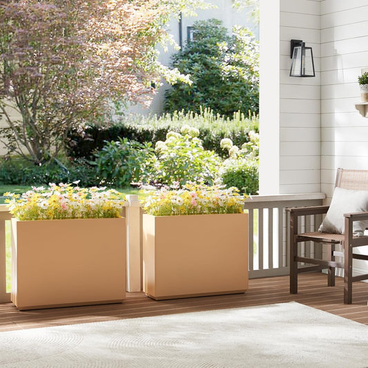 Metallic Heavy Outdoor Planter Box, Span Planter, Long and Tall Divider Planter, 30Lx10Wx24H, Coral Peach, Seamless 30.8 Pounds
