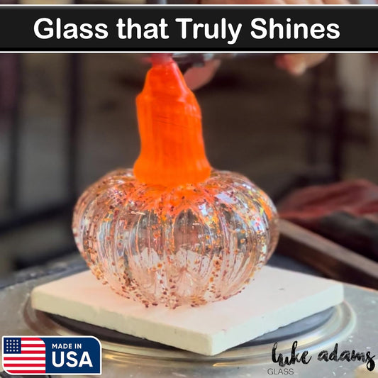 Luke Adams Glass Handmade Glass Pumpkins Handmade Table Top Home Decor (Squat, Birch)