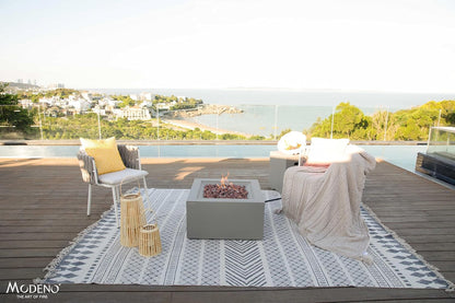 AMS Fireplace | Modeno | Ridgefield | Firepit Table | Cover and Lava Rocks Included | (Fuel; Natural Gas - Light Gray)