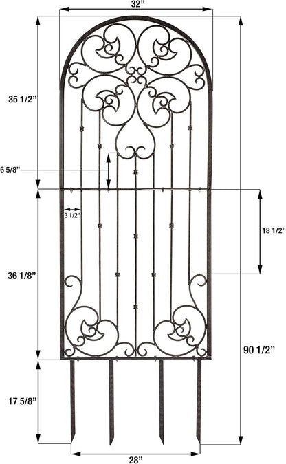 H Potter Garden Trellis for Climbing Plants Metal Wrought Iron Outdoor Wall Panel for Vines Flowers