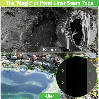 ToLanbbt 2PCS Pond Liner Repair Patch, 8'' x 8'' Self Adhesive Waterproof EPDM Liner Repair Patch Kit Thickened Rubber Pond Seam Peel and Stick Seam Kit for EPDM Garden Cover