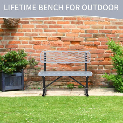 4/6/8 Feet Park Bench for Outside Heavy Duty Metal, Garden Benches Outdoor Bench with Backrest & Portable Frame, for Shopping Malls Stores Parks Patios Decks, Grey