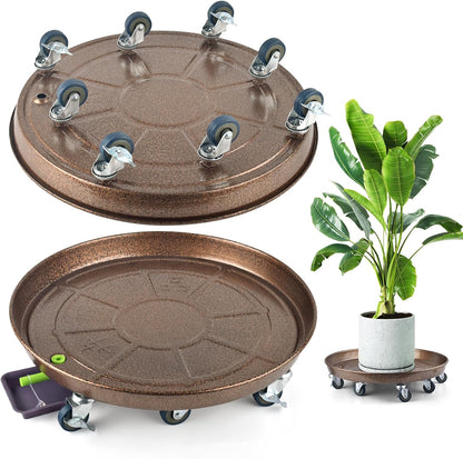 PACETAP 2Pack 20'' Extra Large Plant Stand with Lockable Wheels, Heavy-Duty Metal Plant Caddy with Casters for Indoor and Outdoor