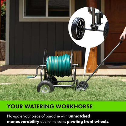 Yard Butler Hose Reel Cart - Heavy Duty Metal with Wheels for Gardens, Lawns, and Outdoor Use, 400 ft