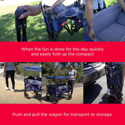 Creative Outdoor Push Pull All-Terrain Collapsible Folding Stroller Wagon for Kids, 150lbs Weight Capacity, Platinum Series, Beach, Park, Garden & Tailgate, (Red)
