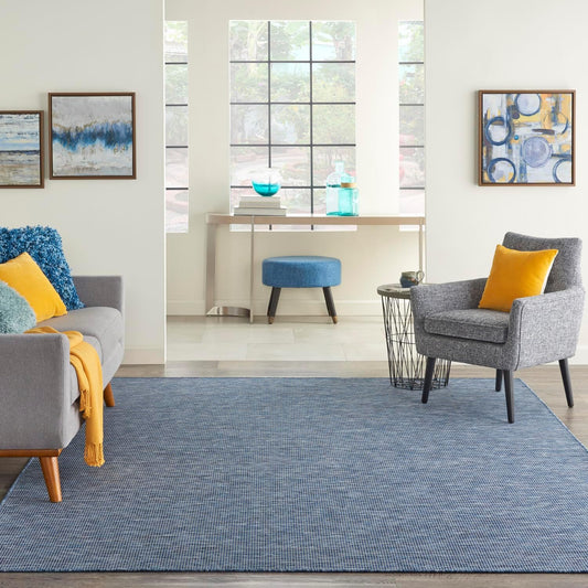 Nourison Positano Indoor-Outdoor Navy Blue 9' x 12' Area Rug, Easy Cleaning, Non Shedding, Bed Room, Living Room, Dining Room, Backyard, Deck, Patio (9x12)