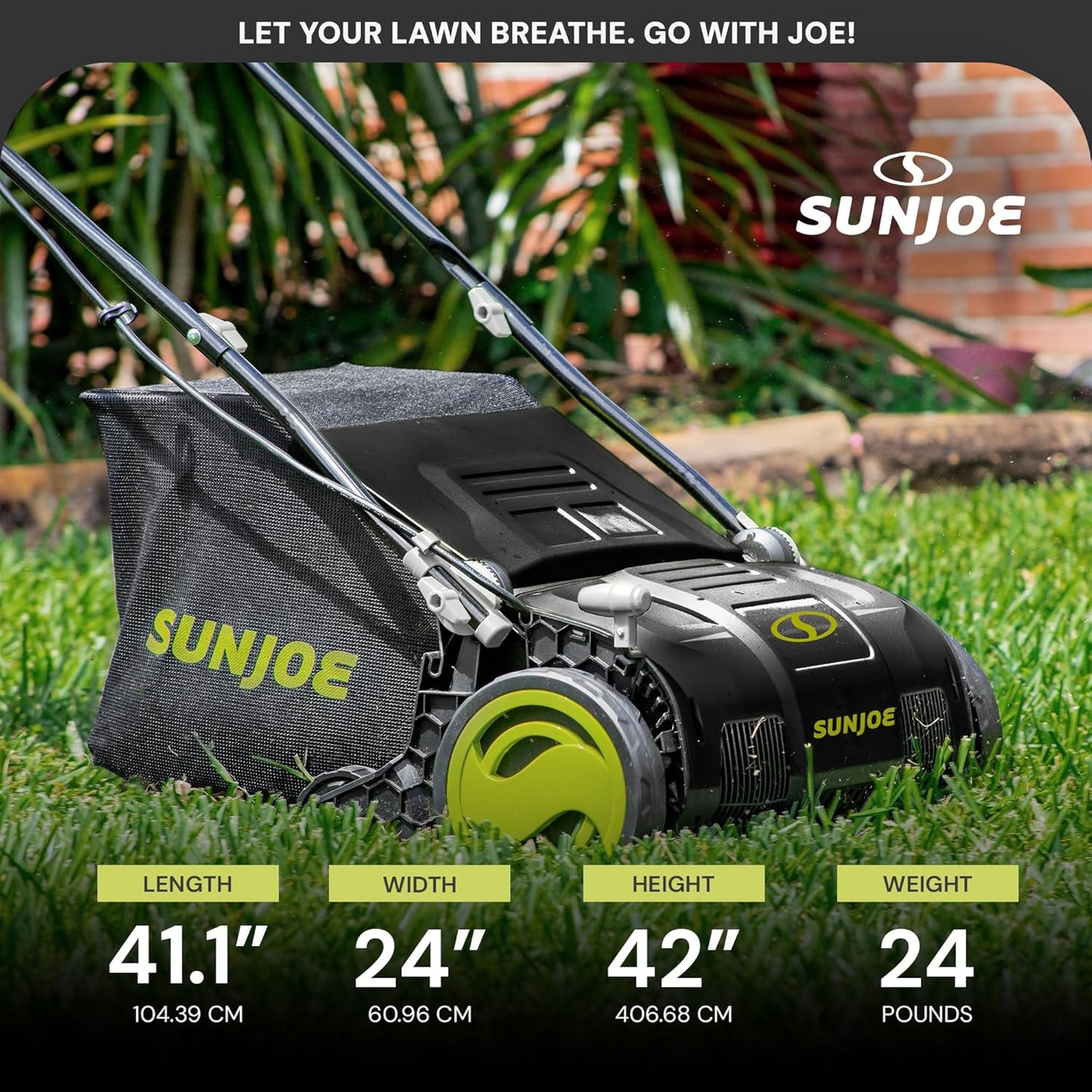 Sun Joe Electric Lawn Dethatcher & Scarifier with 8-Gal Bag, 12 Amp, 12.6 Inch, Black - Heavy Duty Gardening Machine and Equipment for Lawn, Yard, and Grass, AJ801E