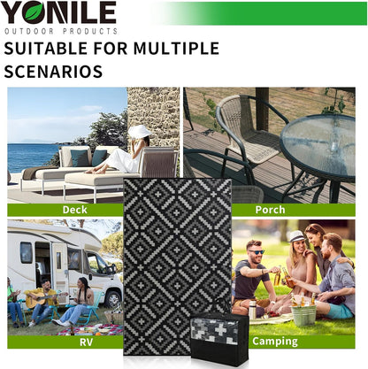 Outdoor Rug 9x12 ft Waterproof, Reversible Outdoor Plastic Straw Rug for Patios Clearance, Outdoor Area Rug Carpet RV Mat for Camping Backyard Deck Porch