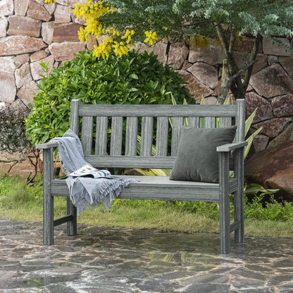 Outdoor Bench, 2-Person Garden Bench, Poly Lumber Patio Bench for Outdoors, Porch, and Park (Grey)