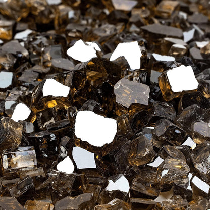 Mr. Fireglass 10 Pounds Fire Glass - 1/2 Inch High Luster Reflective Tempered Glass Rocks for Fireplace Fire Pit Table and Landscaping, Bronze
