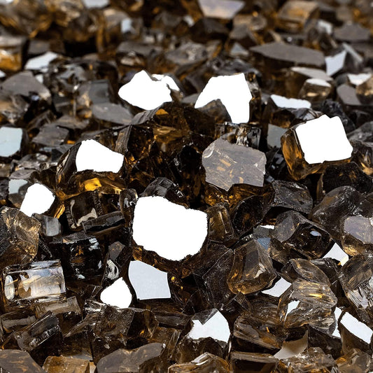 Mr. Fireglass 10 Pounds Fire Glass - 1/2 Inch High Luster Reflective Tempered Glass Rocks for Fireplace Fire Pit Table and Landscaping, Bronze