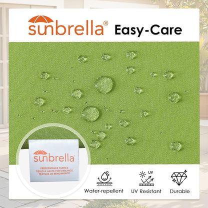 Outdoor Sunbrella Square Corner Seat Cushion, 19"x19"x3", Set of 4, Non Slip Seat Cushion Pads with Removable Cover for Patio Furniture, Garden Yard Lawn, Canvas Ginkgo