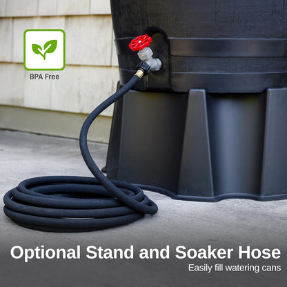 50-Gallon ECO Rain Barrel Made with 100% Recycled Plastic, Flat Back Rain Water Collection Barrel, Link Kit Included, Black (2 Pack)