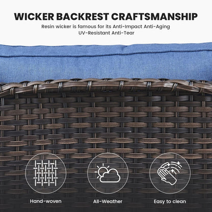 Outdoor Furniture 3-Seater Rattan Sofa Patio Wicker Sofa Couch Furniture Set with Washable Cushions