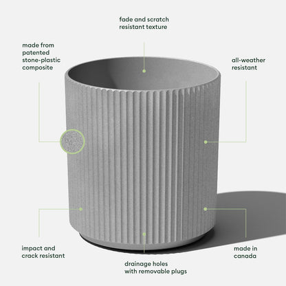 Veradek Mason Series Demi Planter - Large Round Planter for Indoor or Outdoor Patio/Balcony | Made from Plastic & Concrete with Drainage Holes | Modern Décor for Flowers, Trees, Tall Plants