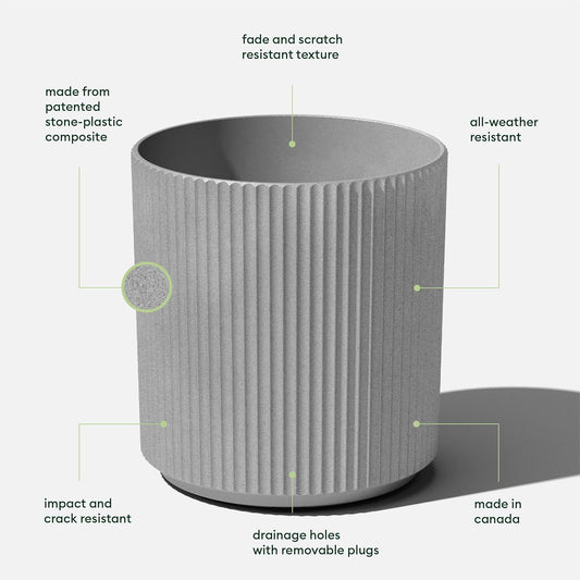 Veradek Mason Series Demi Planter - Large Round Planter for Indoor or Outdoor Patio/Balcony | Made from Plastic & Concrete with Drainage Holes | Modern Décor for Flowers, Trees, Tall Plants