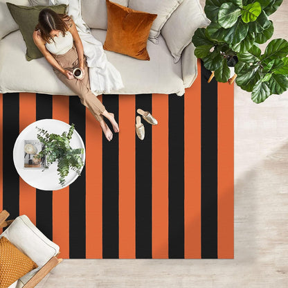 IOHOUZE Fall Door mat 4x6 Ft Orange Black Striped Area Rug Washable Front Porch Rug Striped Door Mat Outside Entrance Entryway Doormat for Fall, Halloween, Thanksgiving Porch Decor