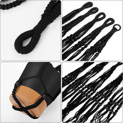 GARDIFE Hanging Planters for Indoor Plants,5Pcs Hanging Basket for Indoor Boho Home Decor,Macrame Plant Hanger,35 Inches,29Inch,23Inch, Ivory,Self Watering Planters, 7/6.5/6/5.5/5 Inch,Black&Black