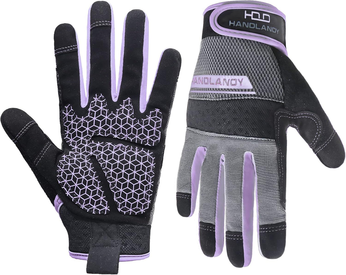 HANDLANDY Women Safety Work Gloves Utility Touch Screen Working Grip Glove for Yardwork Gardening Breathable Mechanic Gloves