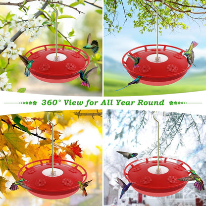 FEED GARDEN 2 Pack 16 OZ Hummingbird Feeders for Outdoor 5 Feeder Ports Ant Bee Proof Leak-Proof Cleaning Brushes Nectar Easy Clean Fill Bird Feeder for Garden Red Décor Gifts for Mom