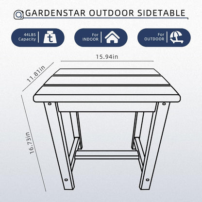 Adirondack Square Side Table,one-Tier Outdoor end Table, Patio Side Table for Pool,Porch,Backyard,Relaxing Companion (Blue)