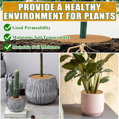 ZeeDix 6 Pack 18 Inch Coconut Fiber Tree Mulch Ring, 100% Natural Coco Coir Tree Ring Mulch Mat, Coconut Coir Discs Plant Cover Tree Protectors Mats Mulch Rings for Landscaping Trees Outdoor Plants