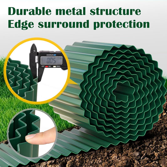 LAVEVE Corrugated Metal Garden Edging 6" x 10Ft, Landscape Edging Border for Lawn, Flower Bed, Garden Fence, Paver Edging (Green)