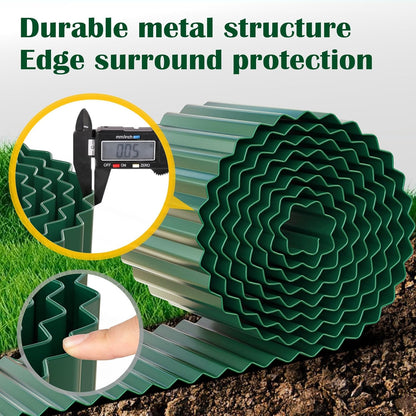 LAVEVE Corrugated Metal Garden Edging 6" x 40Ft, Landscape Edging Border for Lawn, Flower Bed, Garden Fence, Paver Edging (Green)