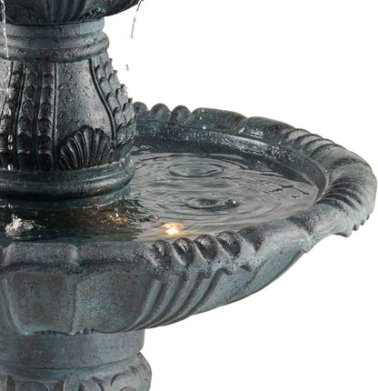 Hampton 56 3/4" High Large Italian Outdoor Decor Slate Stone Floor Fountain with Light LED Waterfall 4-Tier Standing Basin Water Feature for Outside Garden Patio Yard Backyard Porch - John Timberland