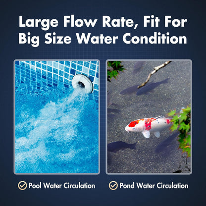 HQUA PWS-55 55W Pond Pool UV Purifier Clarifier, Weatherproof IP67, Stainless Steel UV Reactor, Pond Size Up to 8000 Gallons, Max Flow Rate 2700 GPH