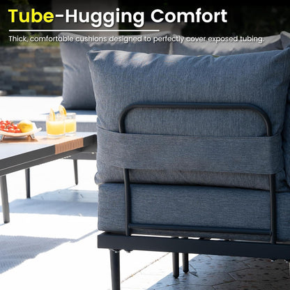 Sundale Outdoor 2 Pieces Metal Patio Furniture Set, Outdoor Sectional Sofa w/6 Inch Olefin Cushion, Modern Outdoor Conversation Sets