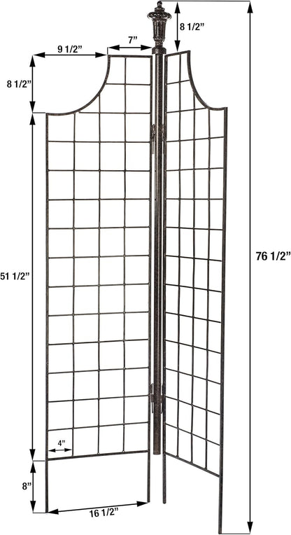 H Potter Metal Garden Screen Trellis for Climbing Plants for Privacy Garden Flowers Vines Roses Clematis