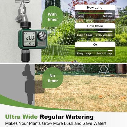 Sprinkler Timer, XinFuture Water Timer, Programmable Garden Hose Timer with Rain Delay, Manual& Automatic Watering System, Waterproof Digital Irrigation Controller Watering Lawn Evenly&Efficiently