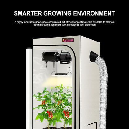 ATOUR 1.5'x1.5' LED Grow Light Specil Tent, 18"x18"x55" High Reflective PE Film Grow Tent, 1680D High Strength Canvas Plant Tent with Observation Window & Floor Tray for Hydroponics Indoor Plant