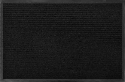 fani Heavy Duty Jet Black Striped Floor Door Mats Entryway Mats Outdoor Indoor Entrance Doormat Waterproof Low Profile Home Rug with Anti-Skid Rubber Back (Jet Black, 23" x 35")