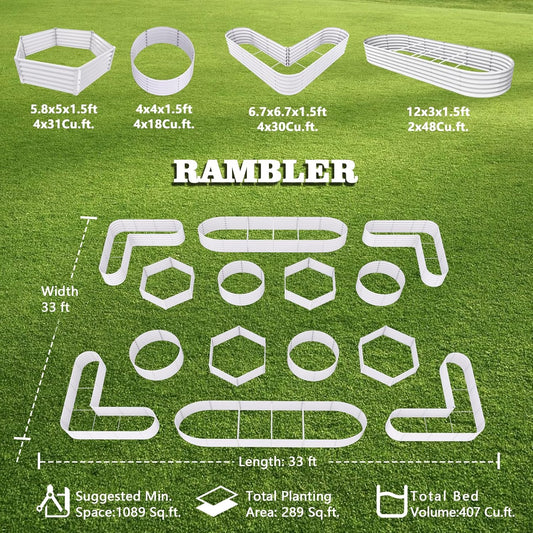 A ANLEOLIFE 14-Pack Deep Root Galvanized Raised Garden Beds Outdoor for Planting Vegetables Flowers Herb, Antique White