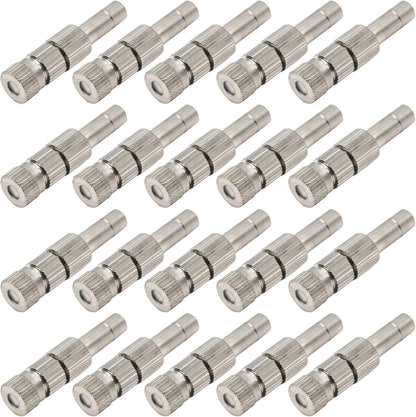 20pcs 6mm Brass Mister Nozzles with Filter, 0.006"/0.15mm Orifice Misting Nozzles for Outdoor Cooling System, Landscaping, Air Humidification, Greenhouse Irrigation