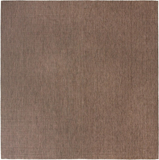Unique Loom Collection Casual Transitional Solid Heathered Indoor/Outdoor Flatweave Area Rug (13' Square, Light Brown/Ivory)