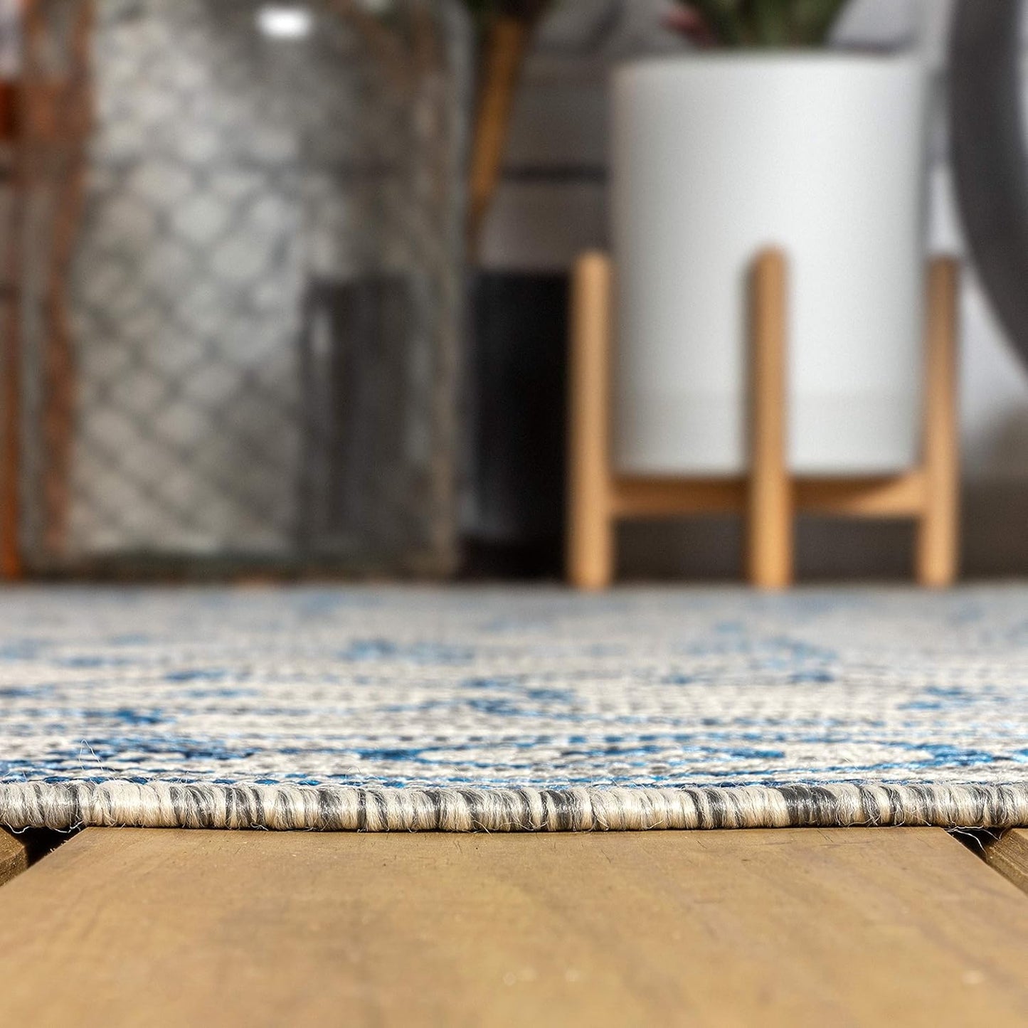 JONATHAN Y SMB106C-8TGN Charleston Vintage Filigree Textured Weave Gray/Navy 8' Octagon Indoor/Outdoor Area Rug, Non-Shedding, Stain Resistant,Fade Resistant, Easy-Cleaning for Backyard Patio, Porch