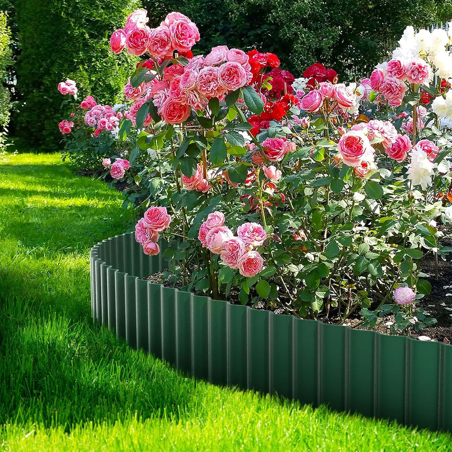 LAVEVE Corrugated Metal Garden Edging 6" x 10Ft, Landscape Edging Border for Lawn, Flower Bed, Garden Fence, Paver Edging (Green)